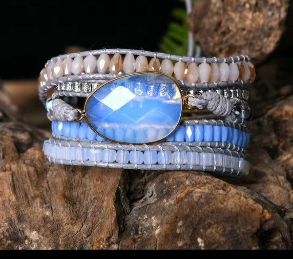 Bracelet pierre de l'opaline long