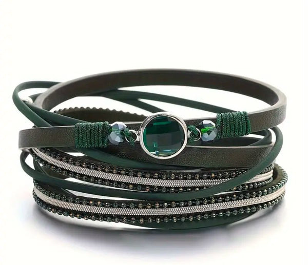 Bracelet agate en cuir