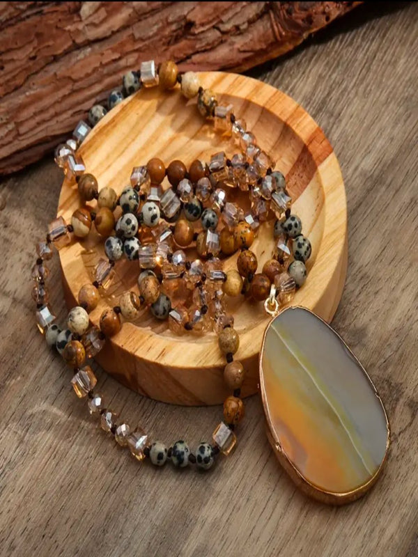 Collier agate jaune