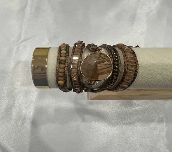 Bracelet jaspe marron long