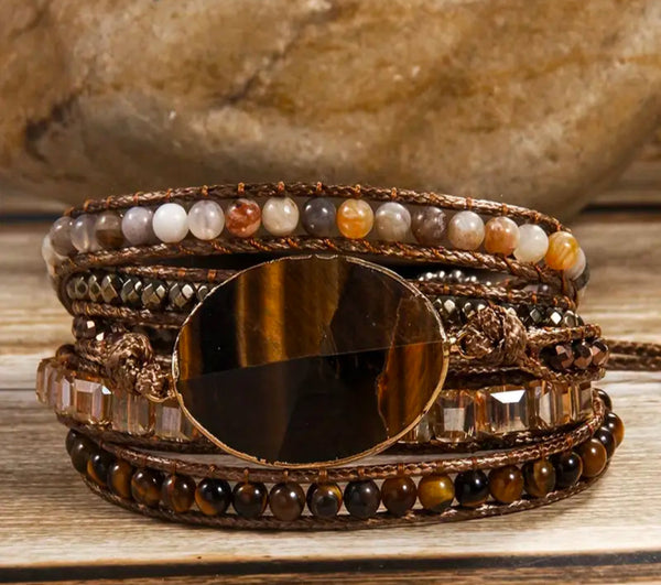 Bracelet œil de tigre long